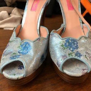 Betsy Johnson heels.  Blue floral size 8